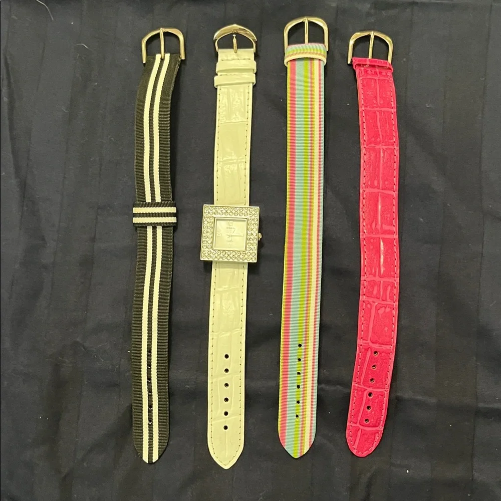 Gruen Silvertone Square Watch‎ with Interchangeable Leather Straps